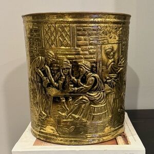 Midcentry Hammered Brass Planter/Container,
